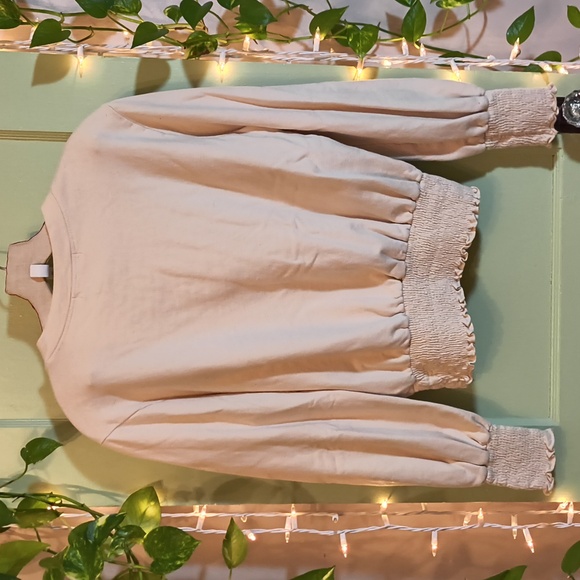 Women's Spiritual Gangster 🇺🇸 Made Bubble Crop Beige Cream Crew M - Picture 10 of 11